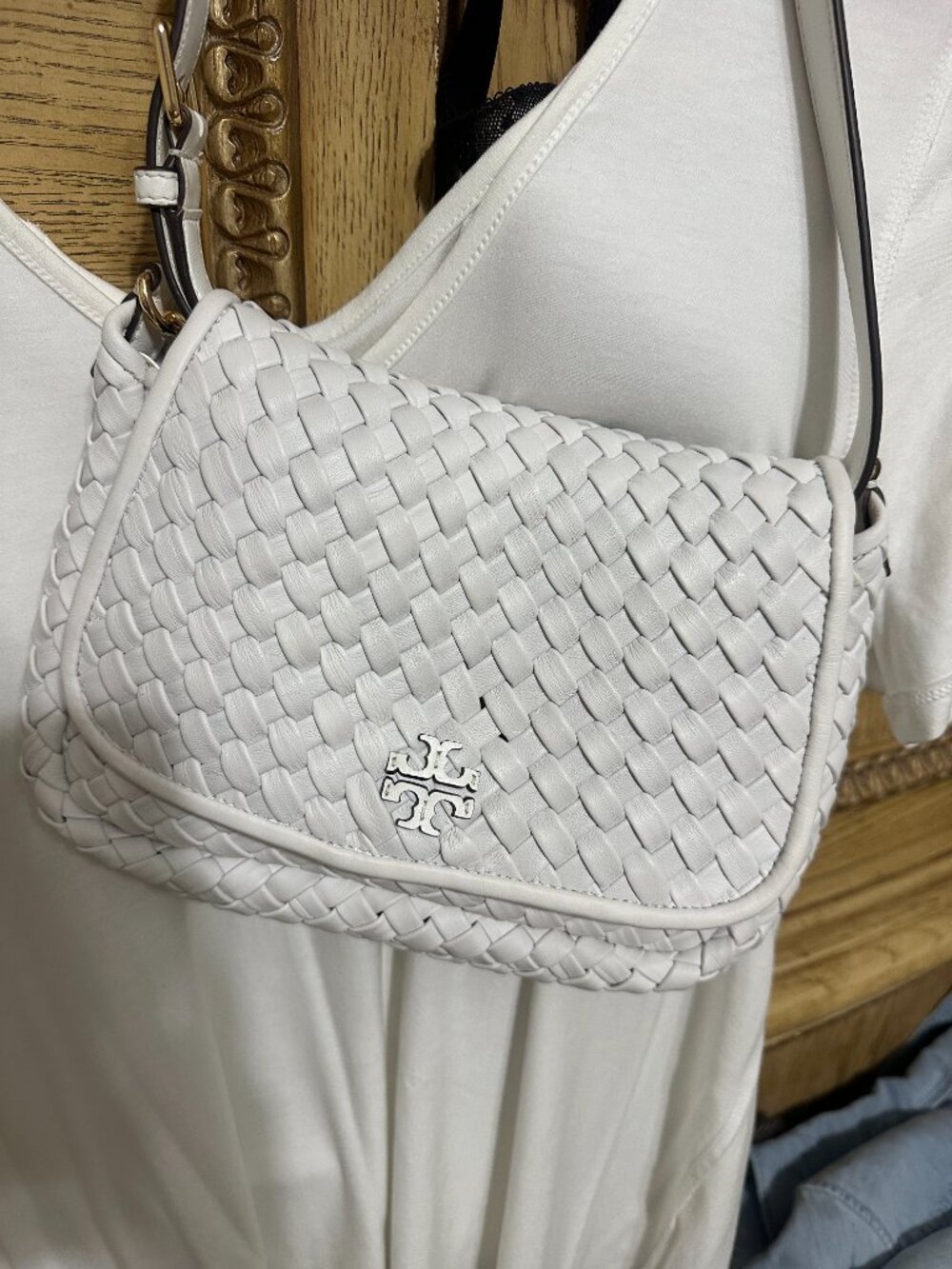 Tory Burch Thea Woven Leather Flap Crossbody- New - Picture 6 of 6